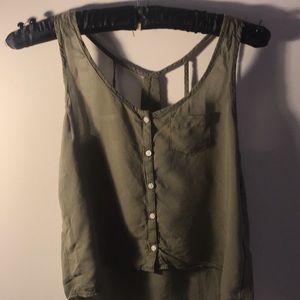 Aeropastel Cropped Button Down Tank